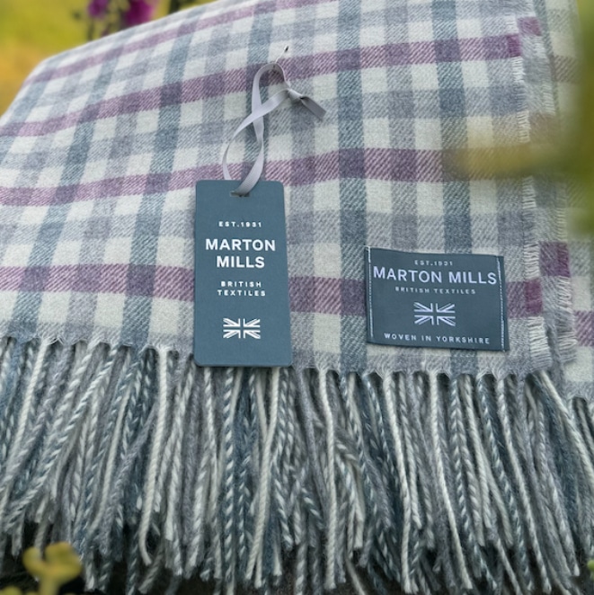 Silver & Lilac Throw fabric woven by Marton Mills